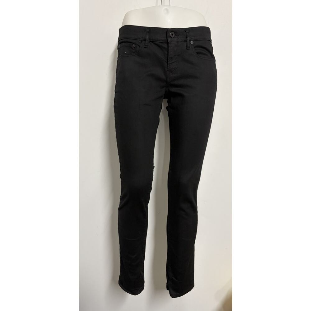 Ralph Lauren Rugby Waxed Cotton Skinny Denim Jeans Womens Sz 28 (30x30) Mid Rise
